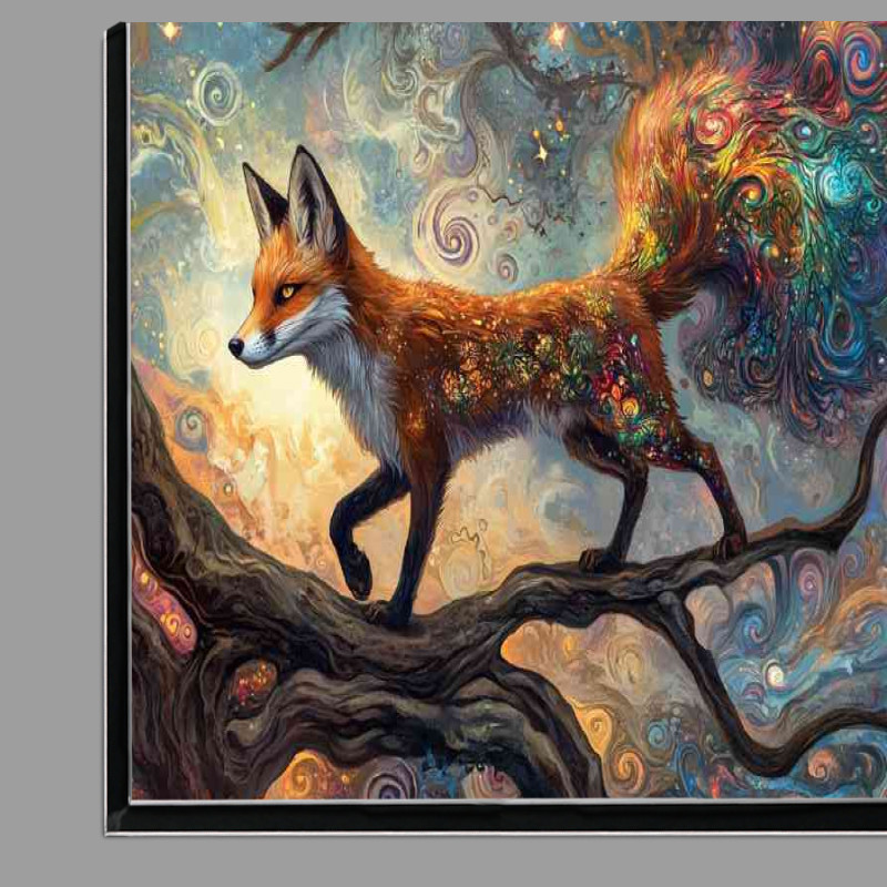 Buy Di-Bond : (Whimsical fox its tail on the branch of a tree)