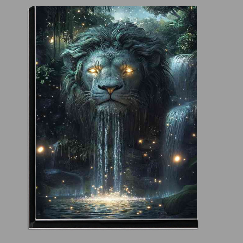 Buy Di-Bond : (Majestic lion statue with intricate details and glowing eyes)