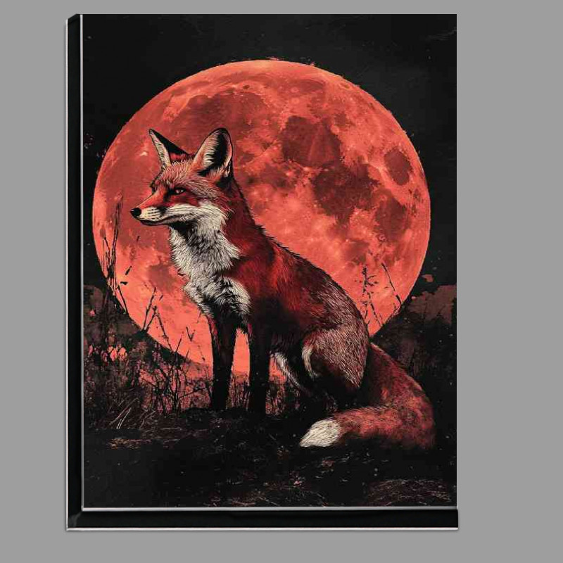 Buy Di-Bond : (Red fox stands against a crimson moon)