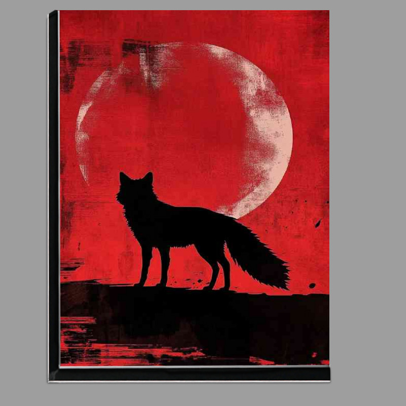 Buy Di-Bond : (Red fox stands against a crimson moon in the background)