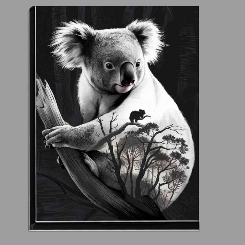 Buy Di-Bond : (koala bear clinging to a branch greyscale)