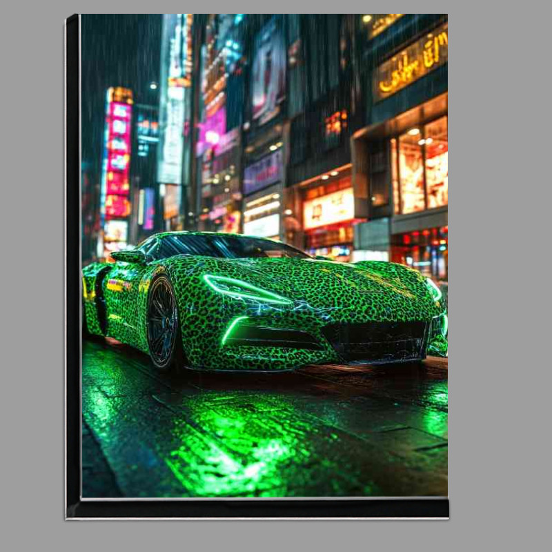 Buy Di-Bond : (Sports car made of green leopard print glowing)