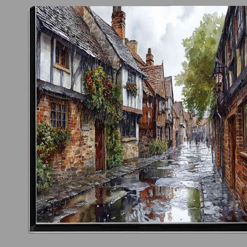 Buy Di-Bond : (Watercolour photorealistic illustration York cobbled streets)