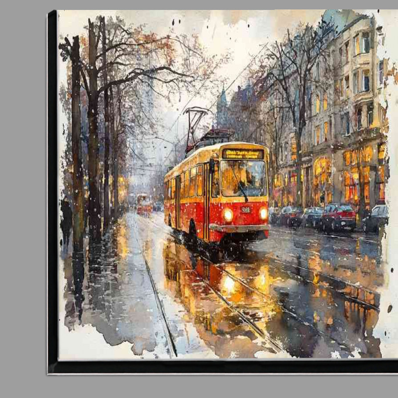 Buy Di-Bond : (Whimsical Watercolour photorealistic old school tram)