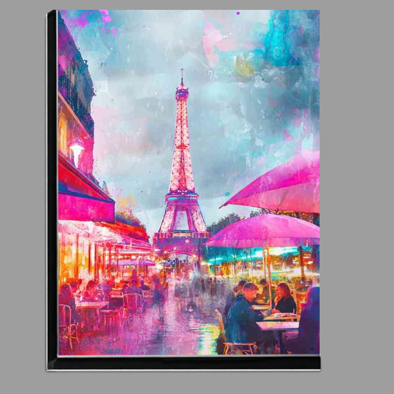 Buy Di-Bond : (A painting of the Eiffel Tower in Paris with people pinks)