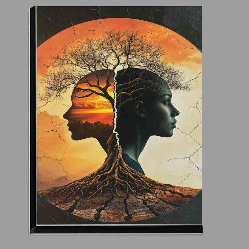 Buy Di-Bond : (Man and woman stand with their backs to each other tree life)