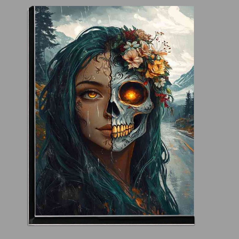 Buy Di-Bond : (Woman with half of the face as a skull day of dead)