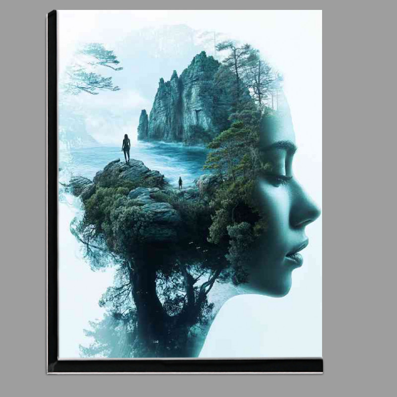 Buy Di-Bond : (Womans face in profile is depicted rocks and riverand)