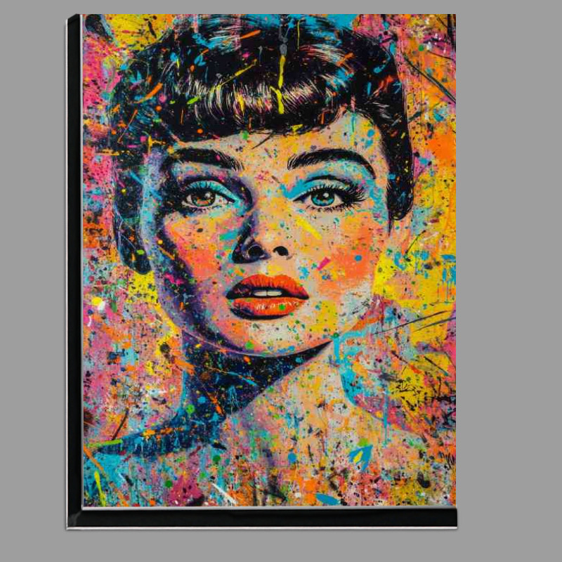 Buy Di-Bond : (Audrey Hepburn portrait street art pop art splahed)