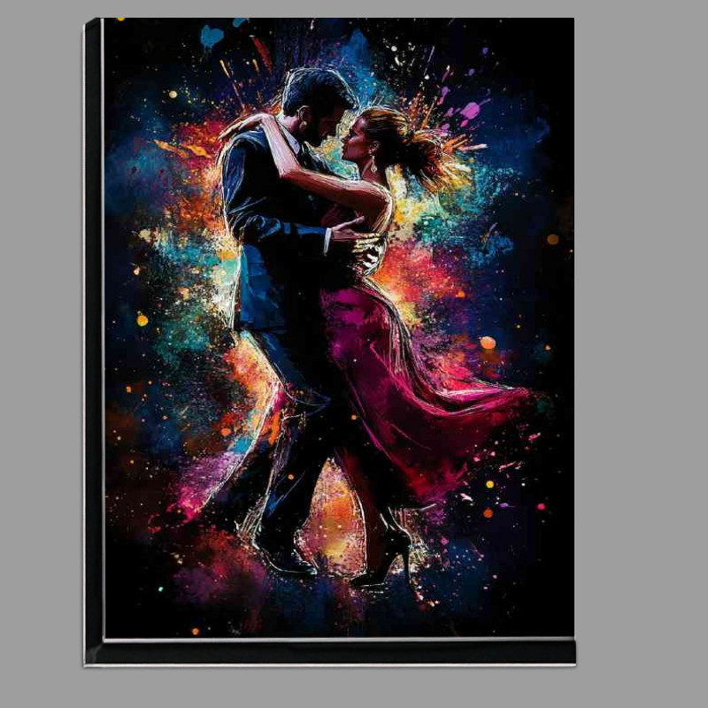 Buy Di-Bond : (Couple dancing the tango with colorful splashes of colours)