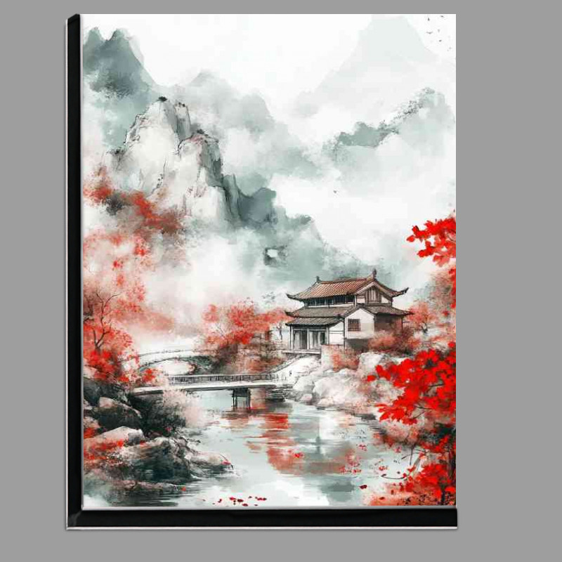 Buy Di-Bond : (Chinese traditional painting landscape painting with architecture)