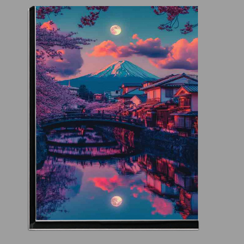 Buy Di-Bond : (Japanese bridge cherry blossoms full moon)