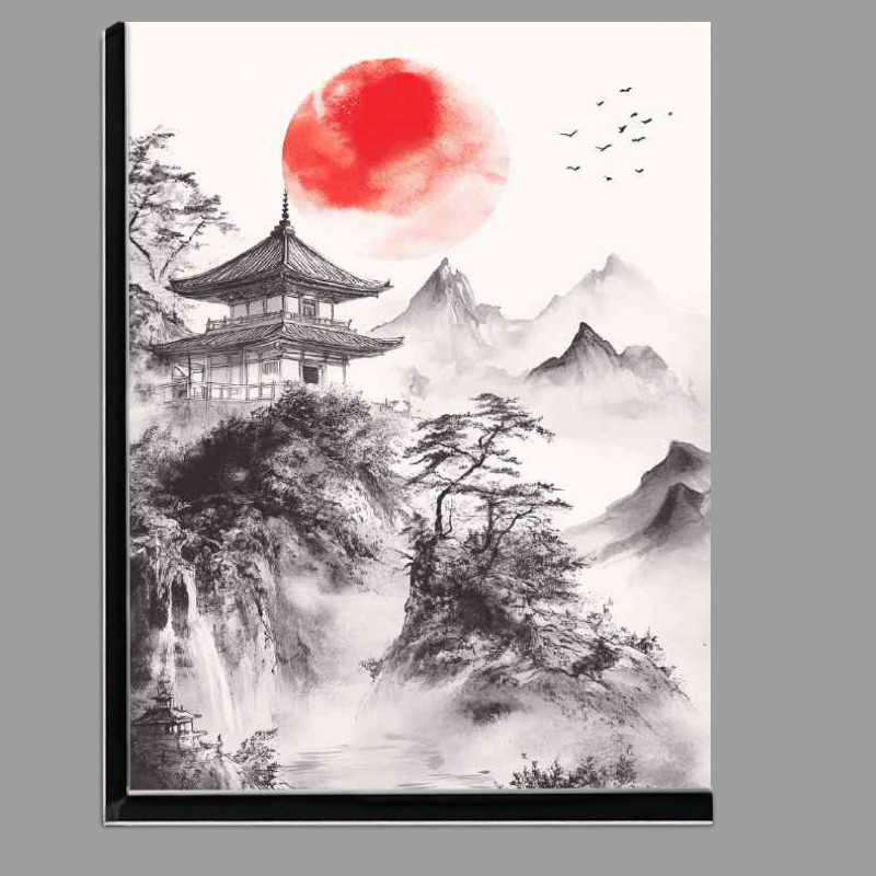 Buy Di-Bond : (Japanese painting of an ancient temple and mist)