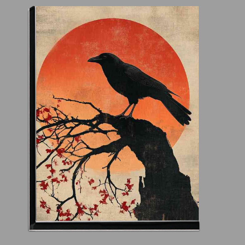 Buy Di-Bond : (Japanese style painting of a crow sitting on top of a branch)