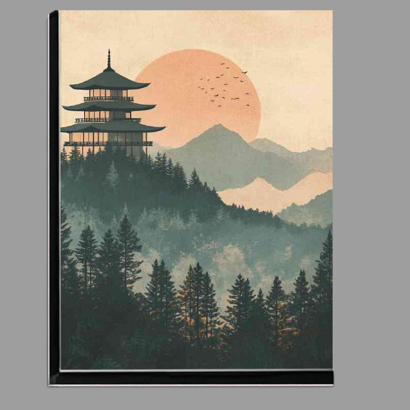 Buy Di-Bond : (Japanese temple landscape with pine trees)