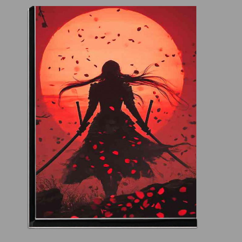 Buy Di-Bond : (Stunning beauty is holding two swords in the distance red leaves)