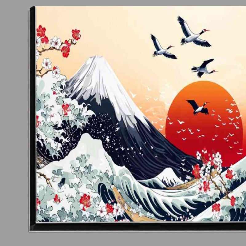 Buy Di-Bond : (Japanese motif art of Mount Fuji waves birds flying)