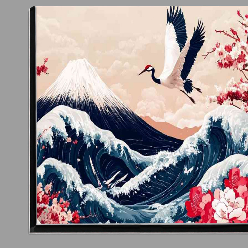Buy Di-Bond : (Japanese motif art of Mount Fuji with large waves crane bird)