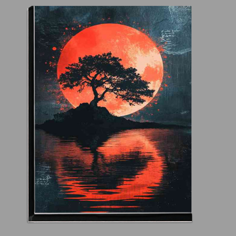Buy Di-Bond : (Japanese landscape dark fantasy art style colorful red moon)