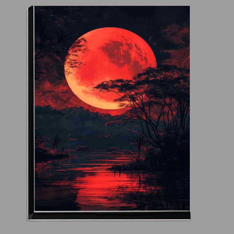 Buy Di-Bond : (Red moon black sky Japanese landscape dark fantasy)