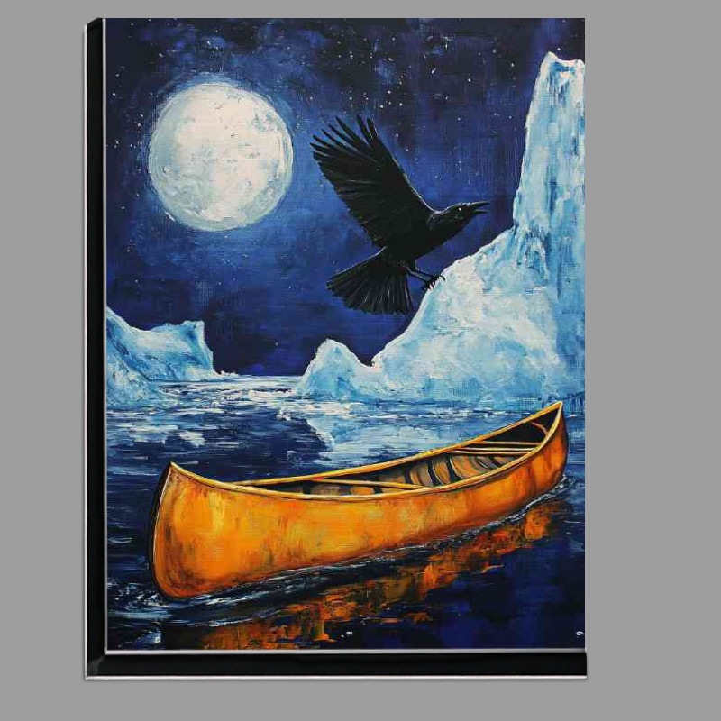 Buy Di-Bond : (Canoe floating on the water under which there is an black crow)