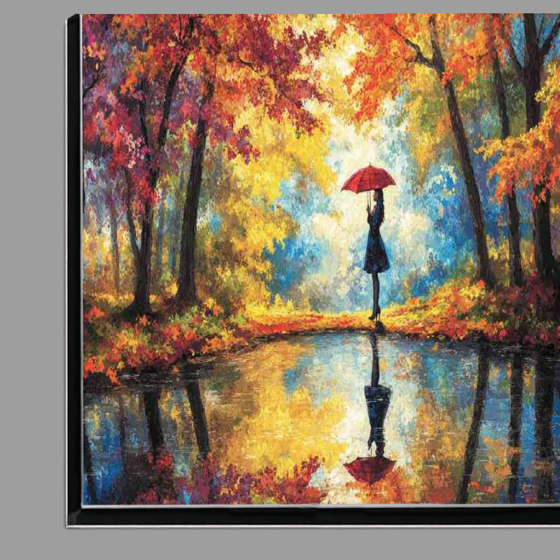 Buy Di-Bond : (Woman standing in the middle of an autumn setting)