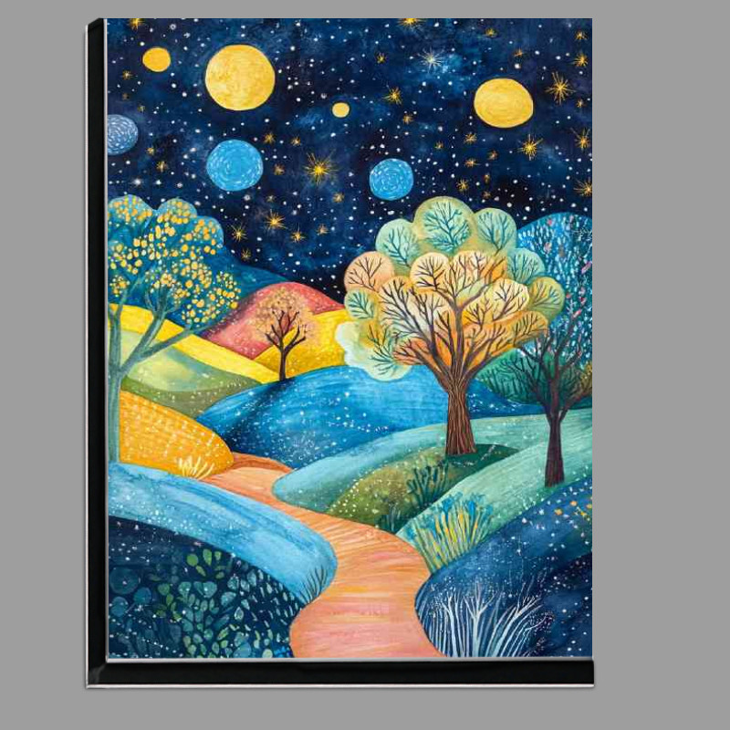 Buy Di-Bond : (Landscape painting with trees and hills)