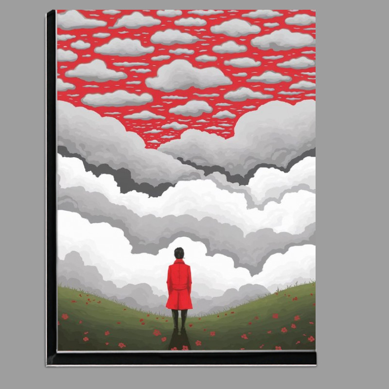 Buy Di-Bond : (Landscape with a vivid red sky filled with clouds)