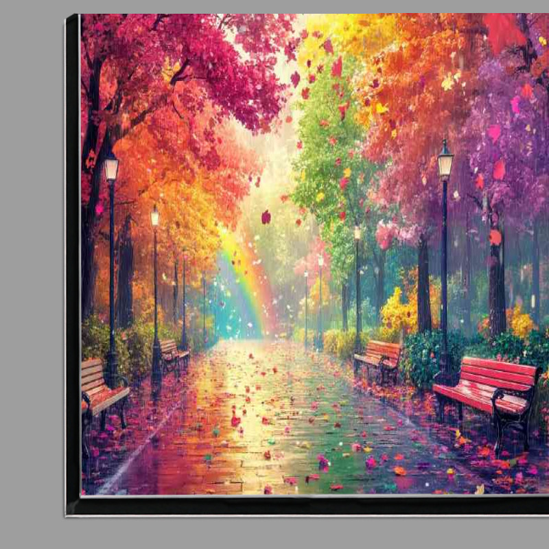Buy Di-Bond : (Colorful street with trees and leaves)
