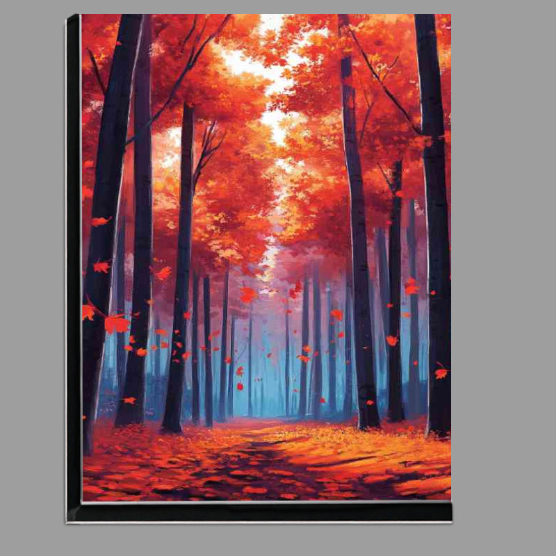 Buy Di-Bond : (Autumn forest with red and orange leaves on the ground)