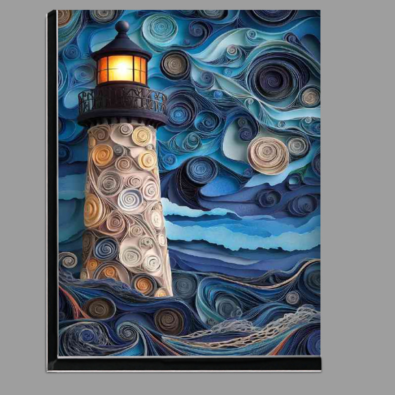 Buy Di-Bond : (A lighthouse with intricate patterns on its side stands)