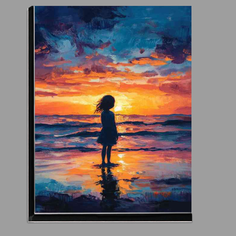 Buy Di-Bond : (A silhouette of a little girl standing on the beach)