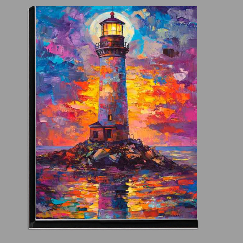 Buy Di-Bond : (Abstract lighthouse oil painting with beautiful colors)