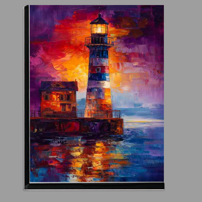 Buy Di-Bond : (Lighthouse shines its light on the night sea colourful)