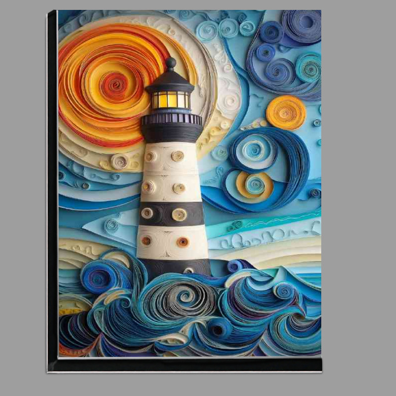 Buy Di-Bond : (Paper quilling and kirigami create a stunning lighthose orange sun)