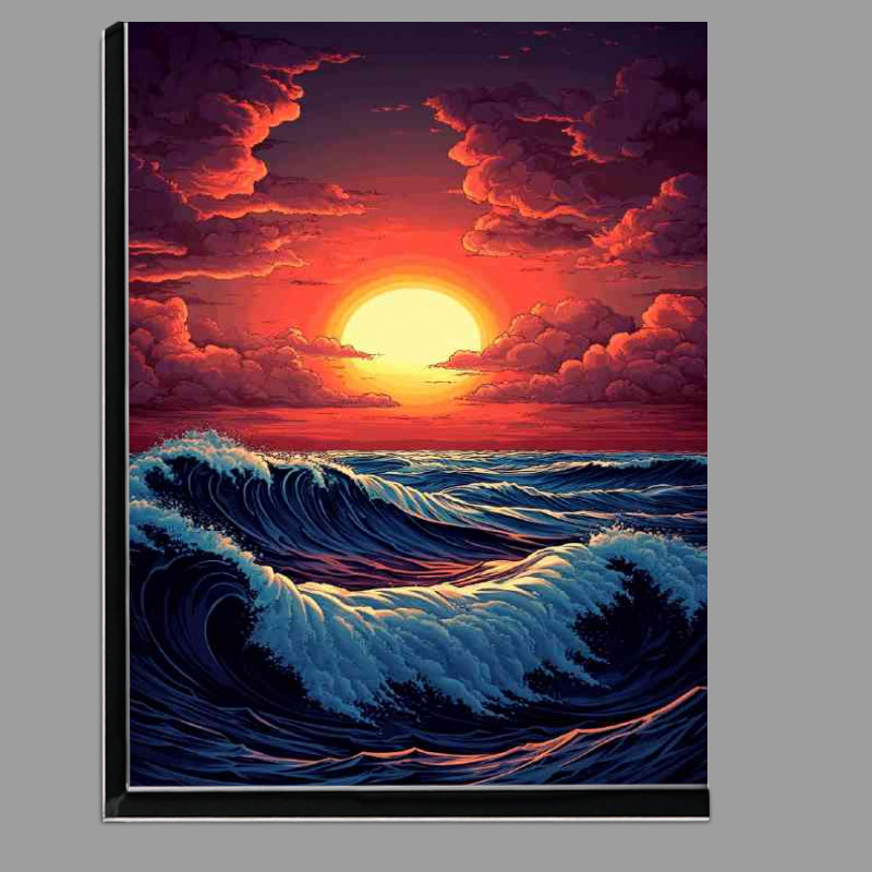 Buy Di-Bond : (Sunset over the ocean with clouds and waves)