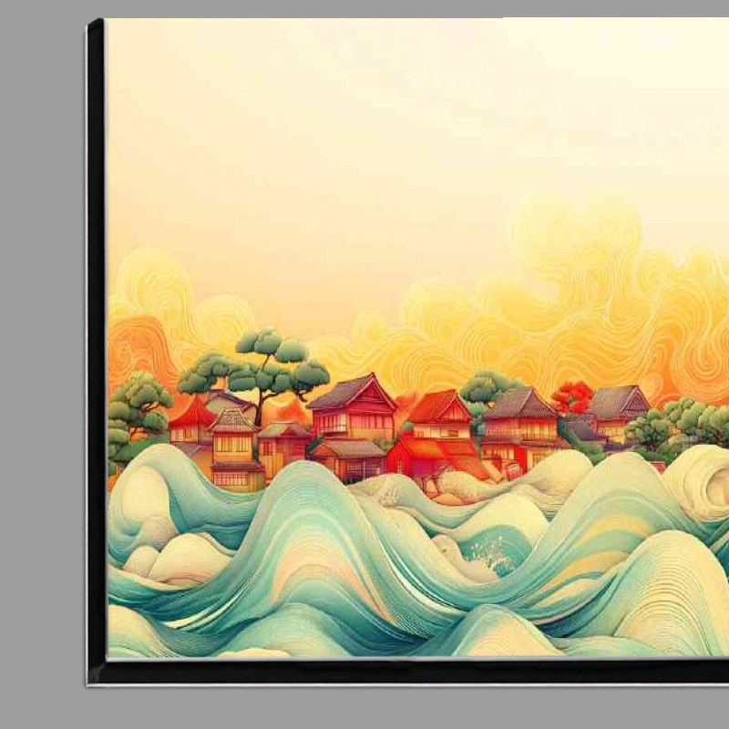 Buy Di-Bond : (A colorful digital art piece depicting an abstract town)
