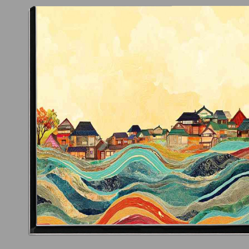 Buy Di-Bond : (Art piece depicting an abstract town and sea)