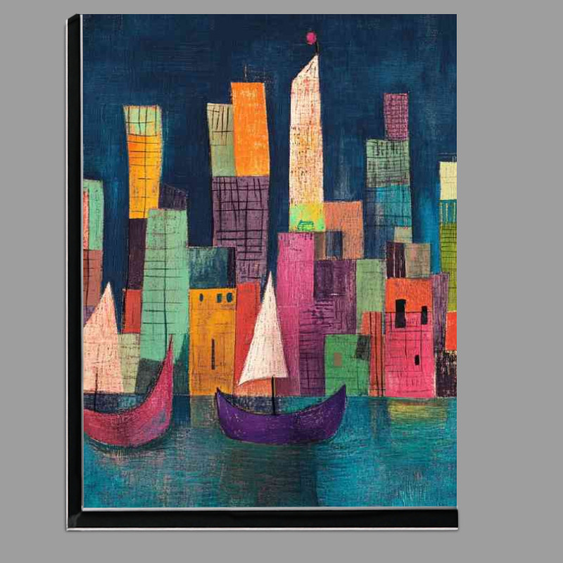 Buy Di-Bond : (Colorful abstract modern sailing boats in the city)