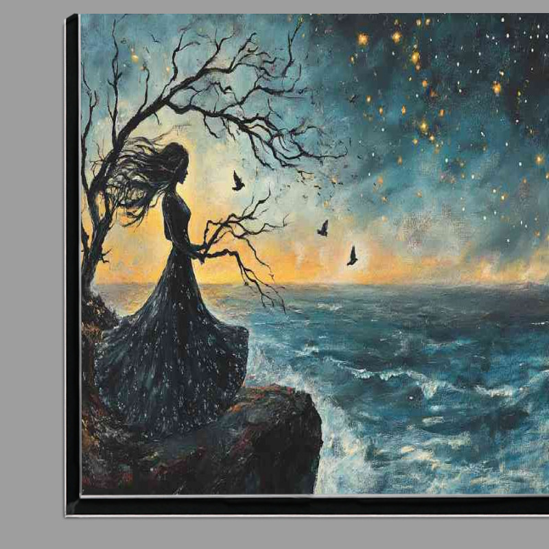 Buy Di-Bond : (Woman in a long dress stands on a cliff the wind blowing)