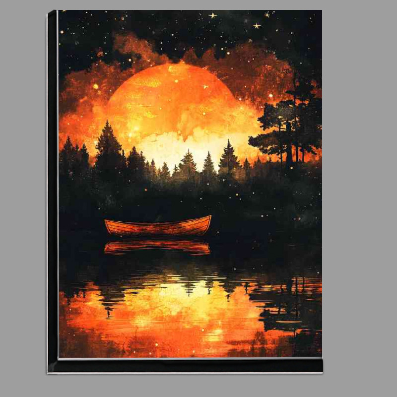 Buy Di-Bond : (A boat on the water in front of an orange and black sea)