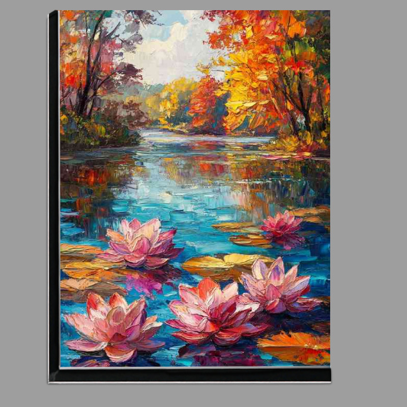 Buy Di-Bond : (Colorful lotus flowers and leaves floating)