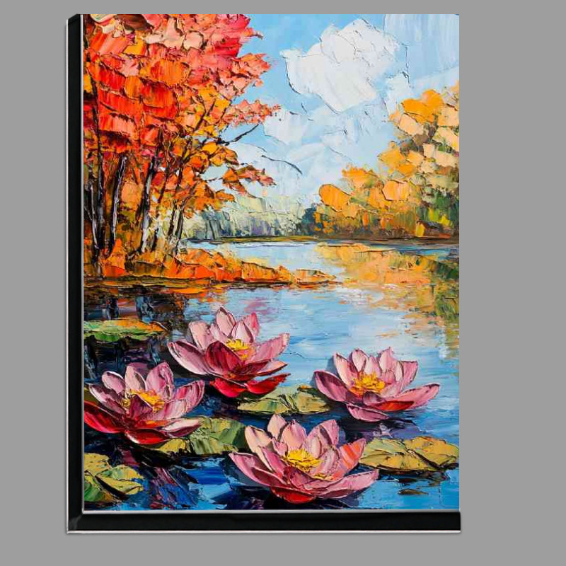 Buy Di-Bond : (Colorful lotus flowers and leaves floating on the lake)
