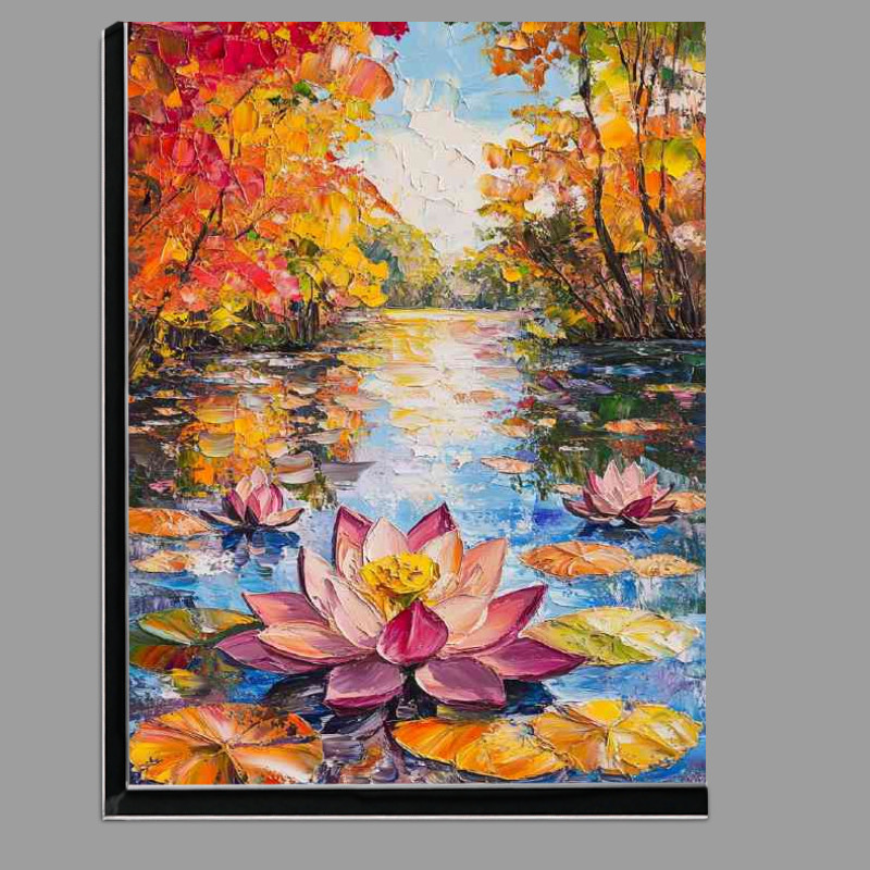 Buy Di-Bond : (Colorful lotus flowers and leaves floating on the water)