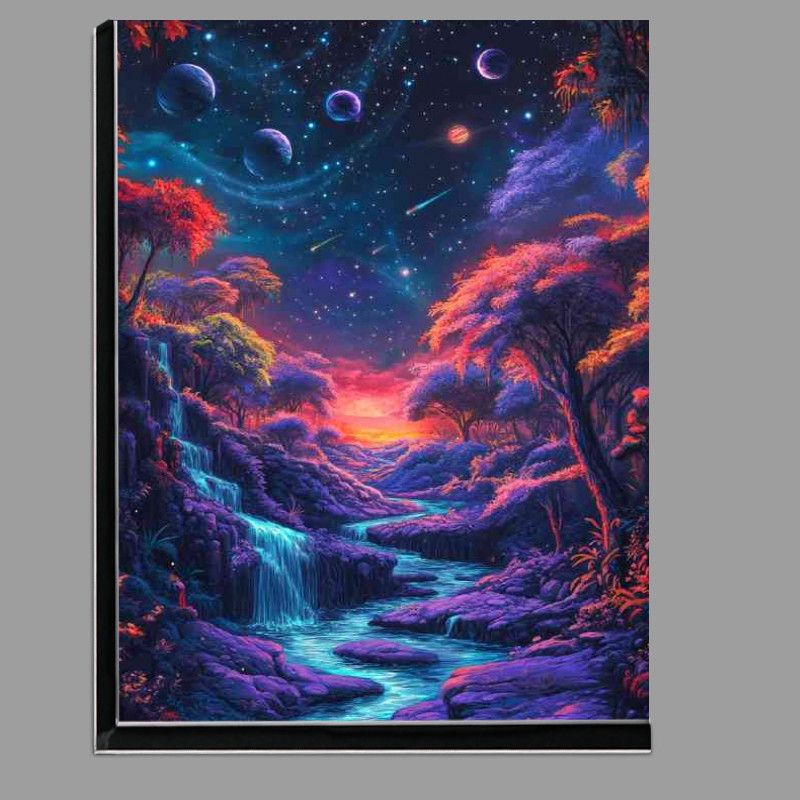 Buy Di-Bond : (Landscape of vibrant colors featuring flowing waterfalls and rivers)