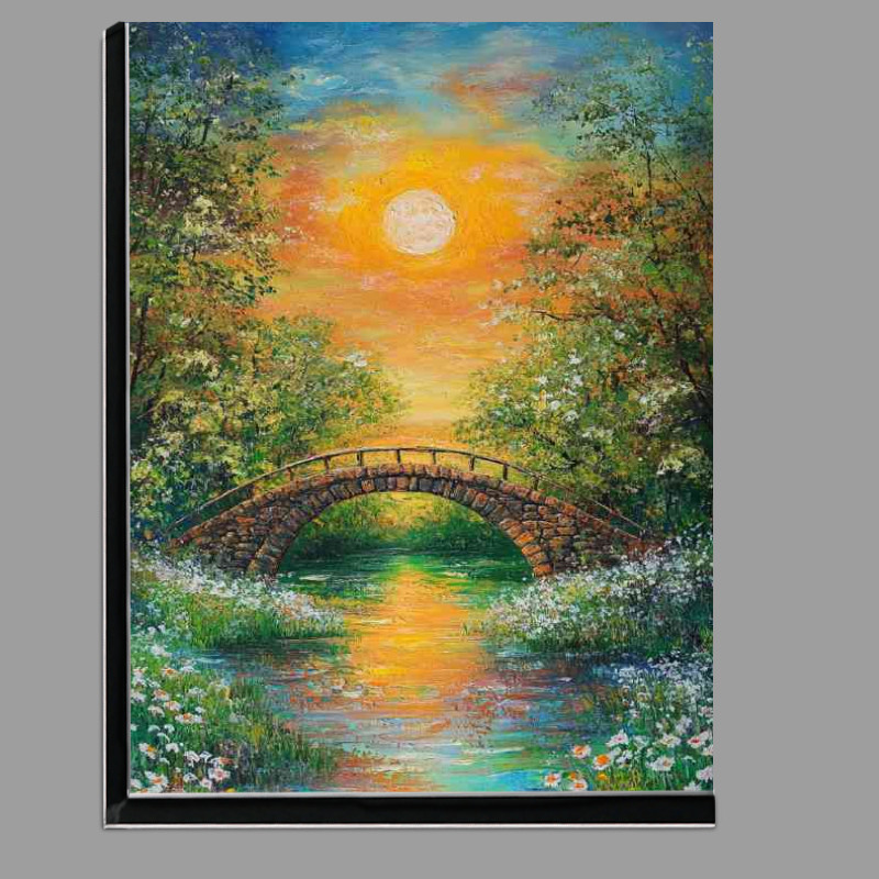 Buy Di-Bond : (Painting of an old bridge over the river a beautiful)