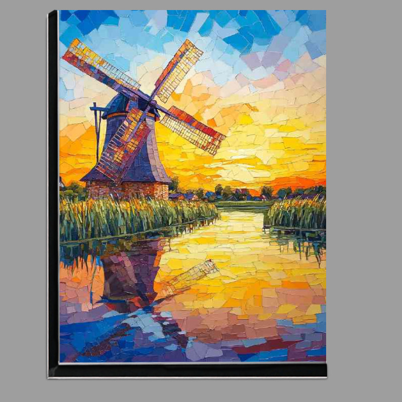 Buy Di-Bond : (The windmill is located by the river with a colorful)