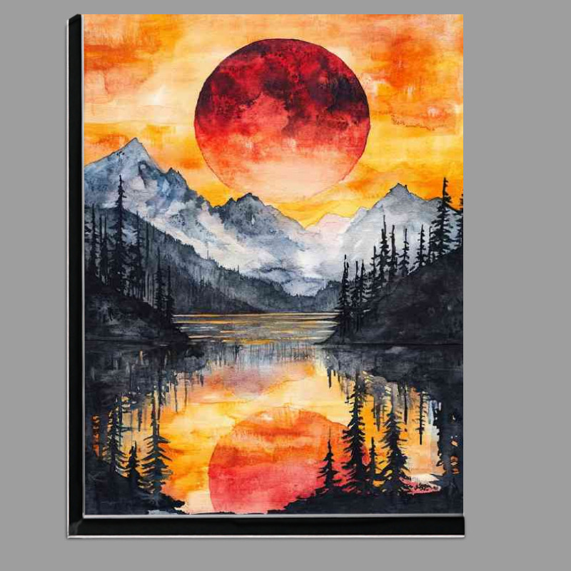 Buy Di-Bond : (Watercolor painting of an epic mountain lake)