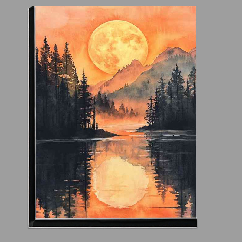 Buy Di-Bond : (Watercolor painting of the full moon rising)