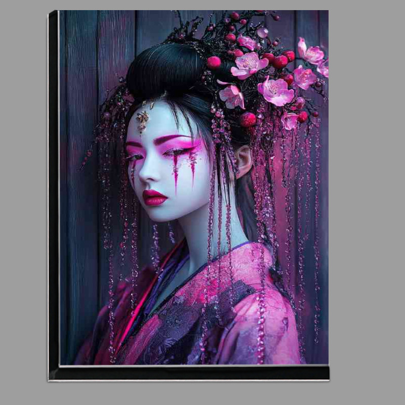 Buy Di-Bond : (Japanese woman in the style of cyberpunk with pink flowers)